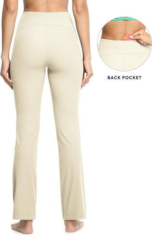 سراويل اليوغا النسائية من icyzone، سراويل ضيقة مضلعة للتحكم في البطن للتمرين وصالة الألعاب الرياضية والجري in Kuwait