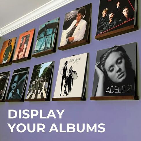 Vinyl Wall Mount 6 PACK, Vinyl Record Display Shelf with Espresso Finish, Retro Style Wood Vinyl Wall Display, Vinyl Record Album Holder Wall Floating Shelves for Home Decor in Saudi Arabia