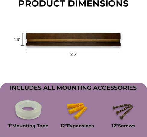 Vinyl Wall Mount 6 PACK, Vinyl Record Display Shelf with Espresso Finish, Retro Style Wood Vinyl Wall Display, Vinyl Record Album Holder Wall Floating Shelves for Home Decor in Saudi Arabia