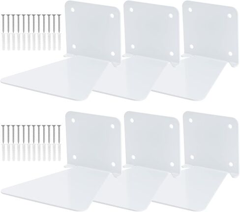 Floating Bookshelves Iron Invisible Floating Shelves Book Organizers Wall Mounted Bookshelf Metal Holder for Books Storage for Home Office Classroom (6, White) in Saudi Arabia