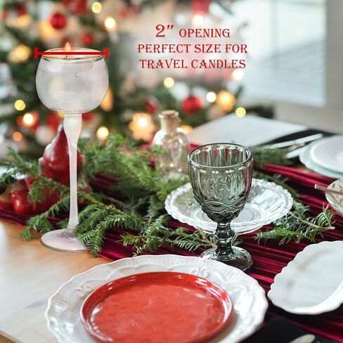 طقم حامل شموع تي لايت مكون من 3 | حاملات شموع نذرية من زجاج الإعصار شفافة بحافة ذهبية | 2 بوصة فتحة × 7 بوصة، 8 بوصة، 9 بوصة طول in Kuwait