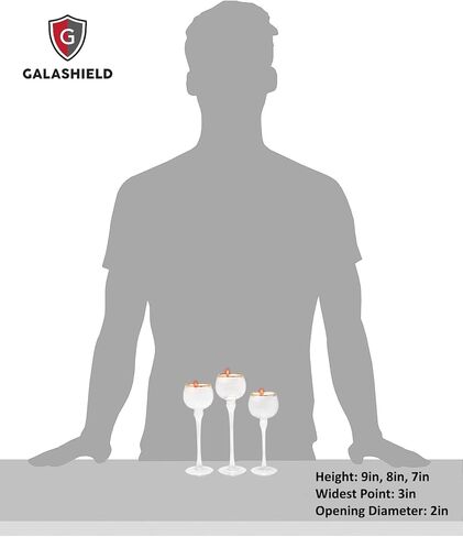 طقم حامل شموع تي لايت مكون من 3 | حاملات شموع نذرية من زجاج الإعصار شفافة بحافة ذهبية | 2 بوصة فتحة × 7 بوصة، 8 بوصة، 9 بوصة طول in Kuwait