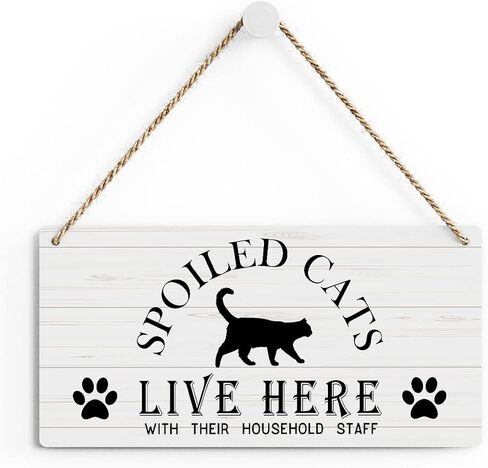SENJIAN Rustic Cat Lovers Wood Decor Sign, What Happens in the Catio Stays in the Catio Printed Wood Sign Wall Art, Hanging Door Sign, Decorative Wood Sign Home Decor 12" x 6" in Saudi Arabia