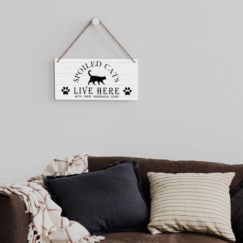 SENJIAN Rustic Cat Lovers Wood Decor Sign, What Happens in the Catio Stays in the Catio Printed Wood Sign Wall Art, Hanging Door Sign, Decorative Wood Sign Home Decor 12" x 6" in Saudi Arabia