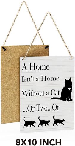 SENJIAN Rustic Cat Lovers Wood Decor Sign, What Happens in the Catio Stays in the Catio Printed Wood Sign Wall Art, Hanging Door Sign, Decorative Wood Sign Home Decor 12" x 6" in Saudi Arabia