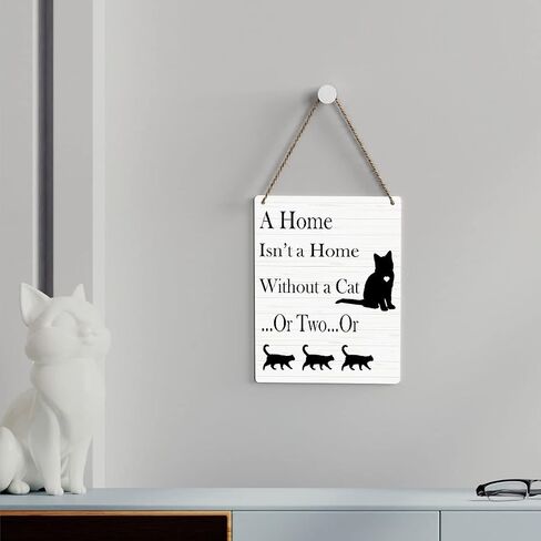 SENJIAN Rustic Cat Lovers Wood Decor Sign, What Happens in the Catio Stays in the Catio Printed Wood Sign Wall Art, Hanging Door Sign, Decorative Wood Sign Home Decor 12" x 6" in Saudi Arabia
