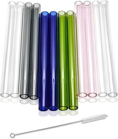5 Colors Borosilicate Glass Tubes, 6 Inches 12 Pcs 12mm Diameter 2mm Thickness Glass Tubing with 1 Cleaning Brush for DIY Making Glass Crafts(Transparent Pink Green Blue Gray) in Saudi Arabia