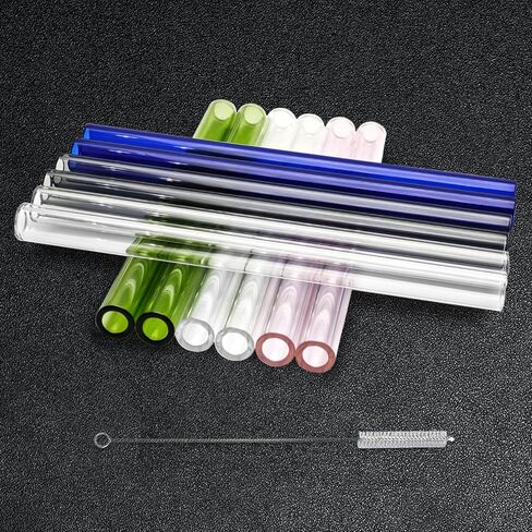 5 Colors Borosilicate Glass Tubes, 6 Inches 12 Pcs 12mm Diameter 2mm Thickness Glass Tubing with 1 Cleaning Brush for DIY Making Glass Crafts(Transparent Pink Green Blue Gray) in Saudi Arabia