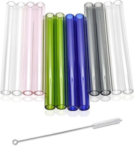 5 Colors Borosilicate Glass Tubes, 6 Inches 12 Pcs 12mm Diameter 2mm Thickness Glass Tubing with 1 Cleaning Brush for DIY Making Glass Crafts(Transparent Pink Green Blue Gray) in Saudi Arabia