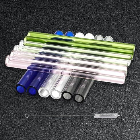 5 Colors Borosilicate Glass Tubes, 6 Inches 12 Pcs 12mm Diameter 2mm Thickness Glass Tubing with 1 Cleaning Brush for DIY Making Glass Crafts(Transparent Pink Green Blue Gray) in Saudi Arabia