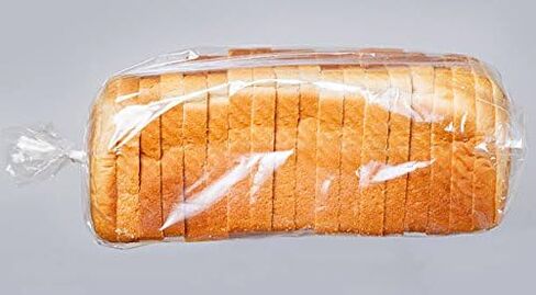 أكياس الخبز - أكياس بولي شفافة عالية الكثافة بنمط مجمعة مقاس 8 × 4 × 18 بوصة - عبوة من 100 كيس مع 100 ربطة خبز مجانية، تحافظ على الطعام طازجًا (100) in Saudi Arabia