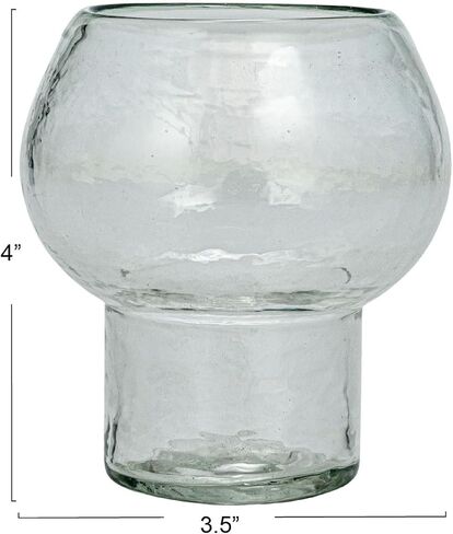 Creative Co-Op Reclaimed Glass Footed Votive Candle Holder, Clear in Saudi Arabia