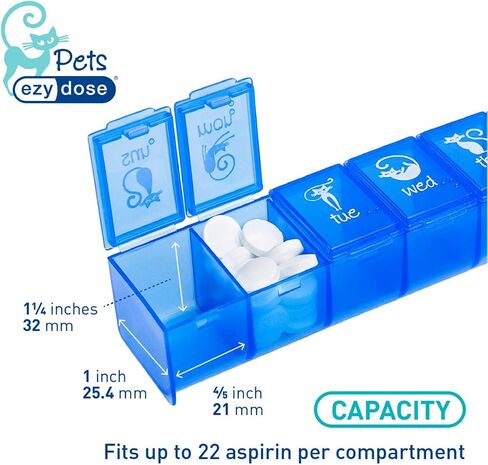 EZY DOSE Pet Bundle, (7-Day) Medication Management Bundle, Pill Case, Medicine Planner, Vitamin Organizer Box for Cat, Crusher and Cutter, Convenient and Easy to Use, Colors May Vary, BPA Free in Saudi Arabia