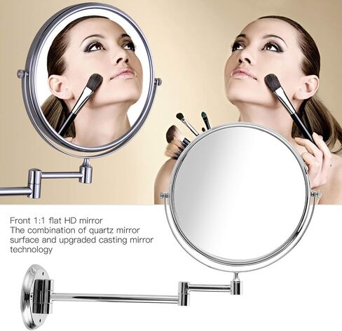Makeup Mirror, Magnifying Mirror for Bathroom, HD Magnifying Glass 1: 3 in Reverse Cosmetic Mirror Face, Wall Mirror for Bathroom, for Bathroom Dressing Table Hotel Silver in Saudi Arabia