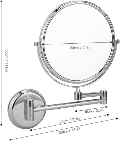 Makeup Mirror, Magnifying Mirror for Bathroom, HD Magnifying Glass 1: 3 in Reverse Cosmetic Mirror Face, Wall Mirror for Bathroom, for Bathroom Dressing Table Hotel Silver in Saudi Arabia