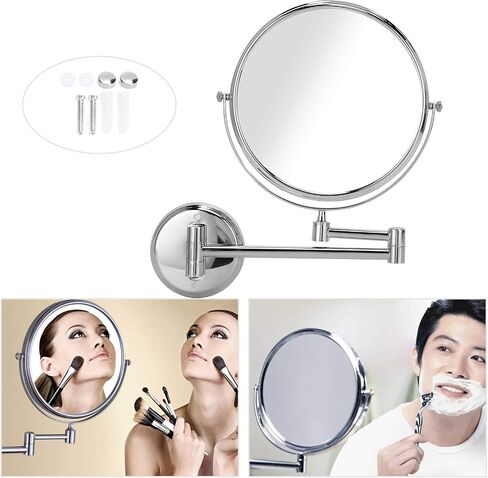 Makeup Mirror, Magnifying Mirror for Bathroom, HD Magnifying Glass 1: 3 in Reverse Cosmetic Mirror Face, Wall Mirror for Bathroom, for Bathroom Dressing Table Hotel Silver in Saudi Arabia