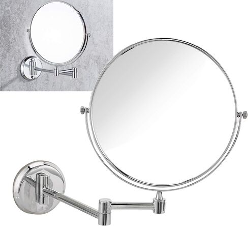 Makeup Mirror, Magnifying Mirror for Bathroom, HD Magnifying Glass 1: 3 in Reverse Cosmetic Mirror Face, Wall Mirror for Bathroom, for Bathroom Dressing Table Hotel Silver in Saudi Arabia