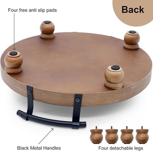 Wooden Decorative Tray for Coffee Table, Wood Serving Tray with Metal Handles, Trays for Decor, Rustic Wood Trays for Tale Centerpiece, Home Kitchen Farmhouse (Hexagon) in Saudi Arabia