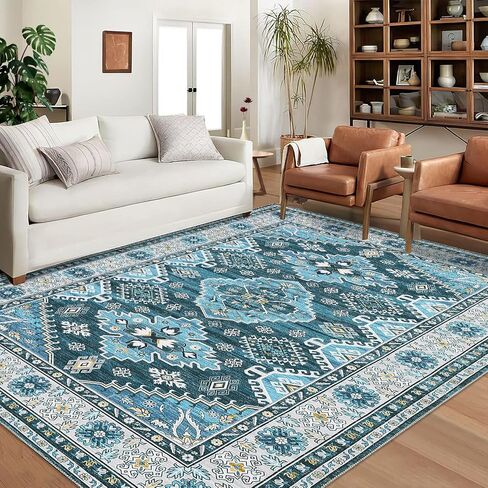 JOLENE.K Area Rug 2x6 Washable Hallway Runner Rug Non-Slip Entryway Laundry Rug Runner Non Shedding Floor Carpet Vintage Rugs for Hallway Bedroom Kitchen Bathroom, Blue in Saudi Arabia
