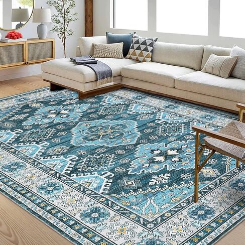JOLENE.K Area Rug 2x6 Washable Hallway Runner Rug Non-Slip Entryway Laundry Rug Runner Non Shedding Floor Carpet Vintage Rugs for Hallway Bedroom Kitchen Bathroom, Blue in Saudi Arabia
