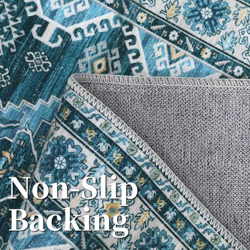JOLENE.K Area Rug 2x6 Washable Hallway Runner Rug Non-Slip Entryway Laundry Rug Runner Non Shedding Floor Carpet Vintage Rugs for Hallway Bedroom Kitchen Bathroom, Blue in Saudi Arabia