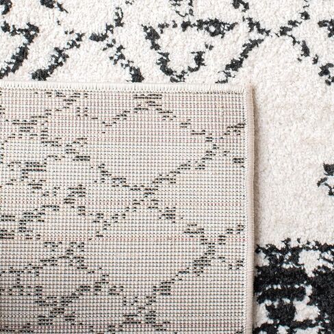 SAFAVIEH Tulum Collection Runner Rug - 2' x 15', Ivory & Black, Moroccan Boho Distressed Design, Non-Shedding & Easy Care, Ideal for High Traffic Areas in Living Room, Bedroom (TUL229B) in Saudi Arabia
