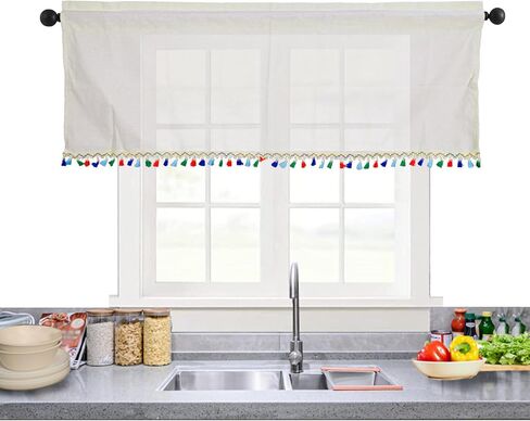 54 x 18 Inch Laundry Room Curtains for Windows, Rod Pocket Laundry Curtains, Decorative Window Valances, 1 Panel (Style B) in Saudi Arabia