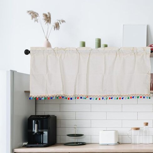 54 x 18 Inch Laundry Room Curtains for Windows, Rod Pocket Laundry Curtains, Decorative Window Valances, 1 Panel (Style B) in Saudi Arabia