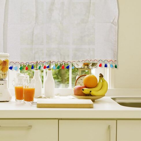 54 x 18 Inch Laundry Room Curtains for Windows, Rod Pocket Laundry Curtains, Decorative Window Valances, 1 Panel (Style B) in Saudi Arabia