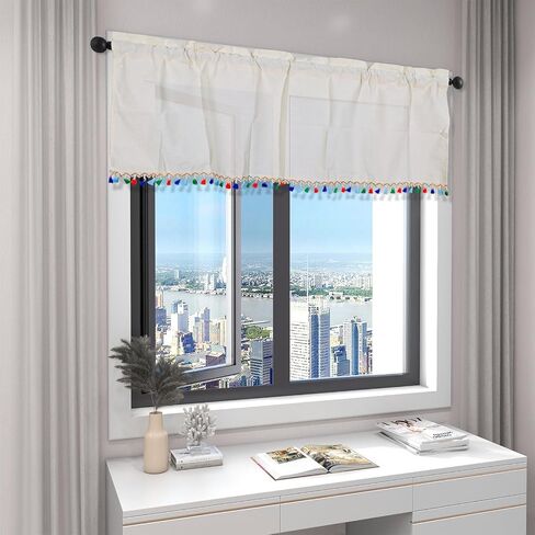 54 x 18 Inch Laundry Room Curtains for Windows, Rod Pocket Laundry Curtains, Decorative Window Valances, 1 Panel (Style B) in Saudi Arabia
