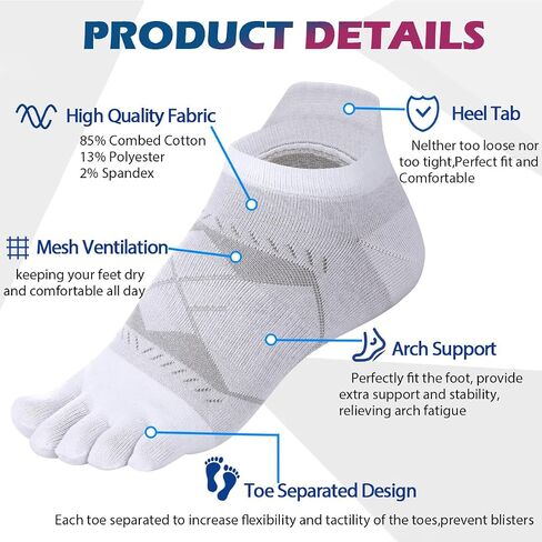 Meaiguo Toe Socks for Men Women-Breathable Low Cut Five Finger Socks For Running with Arch Support 4 Pairs in Saudi Arabia