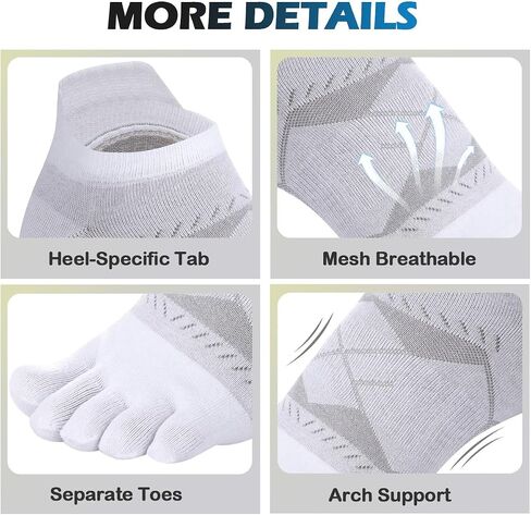 Meaiguo Toe Socks for Men Women-Breathable Low Cut Five Finger Socks For Running with Arch Support 4 Pairs in Saudi Arabia