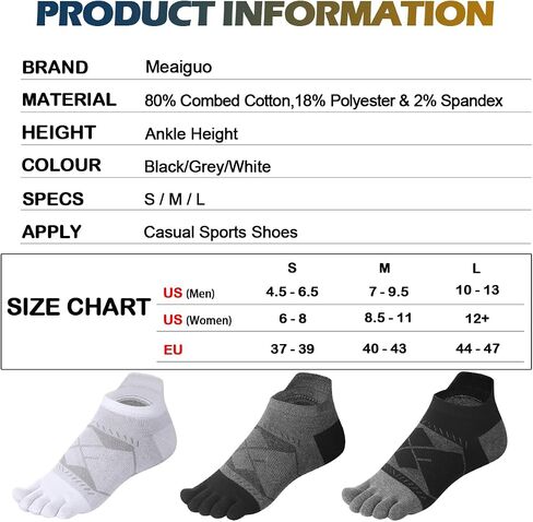 Meaiguo Toe Socks for Men Women-Breathable Low Cut Five Finger Socks For Running with Arch Support 4 Pairs in Saudi Arabia