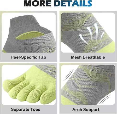 Meaiguo Toe Socks for Men Women-Breathable Low Cut Five Finger Socks For Running with Arch Support 4 Pairs in Saudi Arabia