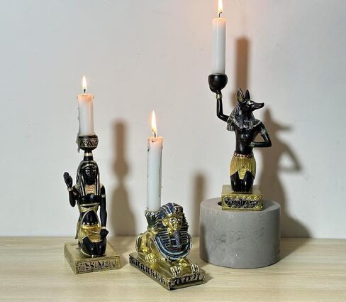 3PCS Antique Egyptian Style Candle Holder, Durable and Break Resistant, Ideal for Table Decor, Study Decoration，Birthday Parties, and Gifting for Collectors of Both Genders. in Saudi Arabia