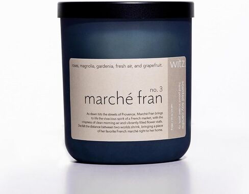 NY 12 oz Soy Wax Scented Aromatherapy Candle, French marché Florals, Fresh air, Grapefruit, Crackling Wooden Wick Longer Burn time, Non Toxic (French marché) in Saudi Arabia