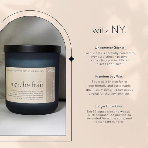 NY 12 oz Soy Wax Scented Aromatherapy Candle, French marché Florals, Fresh air, Grapefruit, Crackling Wooden Wick Longer Burn time, Non Toxic (French marché) in Saudi Arabia
