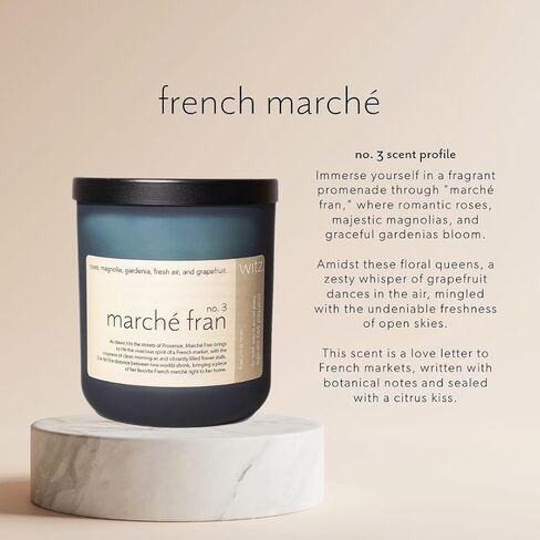 NY 12 oz Soy Wax Scented Aromatherapy Candle, French marché Florals, Fresh air, Grapefruit, Crackling Wooden Wick Longer Burn time, Non Toxic (French marché) in Saudi Arabia