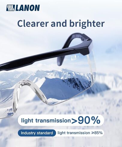 LANON Anti-Fog Safety Goggles with Ajustable Temples, 2.5 Times ANSI Z87.1 Double-sided Antifog, Side Protection, High Transmission, Lightweight & Comfortable Safety Glasses. in Saudi Arabia