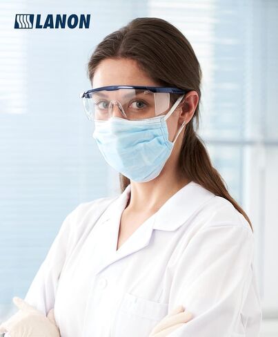 LANON Anti-Fog Safety Goggles with Ajustable Temples, 2.5 Times ANSI Z87.1 Double-sided Antifog, Side Protection, High Transmission, Lightweight & Comfortable Safety Glasses. in Saudi Arabia