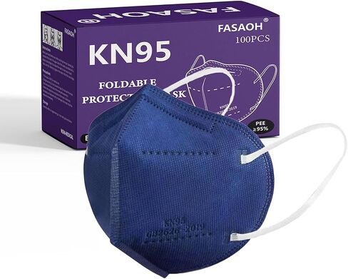 أقنعة الوجه KN95 100 قطعة، أقنعة سوداء KN95 مكونة من 5 طبقات، أقنعة حماية قابلة للتنفس، مغلفة بشكل فردي، قناع أمان للغبار in Kuwait