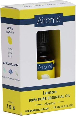 زيت عطري معتمد من Airomé بدرجة علاجية نقية 100%، من مصادر أخلاقية، غير معدّل وراثيًا | زجاجة عنبر زجاجية سعة 15 مل، ليمون (ليمون حمضي) in Kuwait