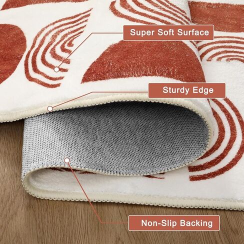 سجادة بوهو وردية قابلة للغسل مقاس 3×5 من لايف بوكس ​​للمدخل الداخلي، سجادة بوهو غير قابلة للانزلاق لغرفة نوم الفتيات، سجادة حديثة ناعمة في منتصف القرن لغرفة النوم، سجادة صغيرة غير قابلة للتساقط لمطبخ غرفة الأطفال in Kuwait