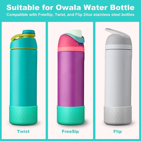 2PCS Silicone Water Bottle Boot for Owala 24oz, Protective Bottom Bumper Anti-Slip Sleeve for FreeSip, Twist, and Flip Stainless Steel Bottles, Dishwasher Safe and BPA Free(Dark Purple) in Saudi Arabia