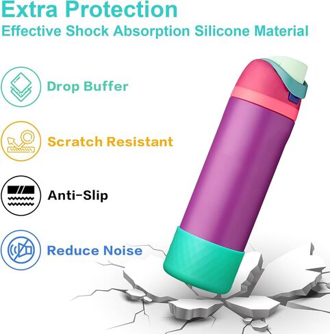 2PCS Silicone Water Bottle Boot for Owala 24oz, Protective Bottom Bumper Anti-Slip Sleeve for FreeSip, Twist, and Flip Stainless Steel Bottles, Dishwasher Safe and BPA Free(Dark Purple) in Saudi Arabia