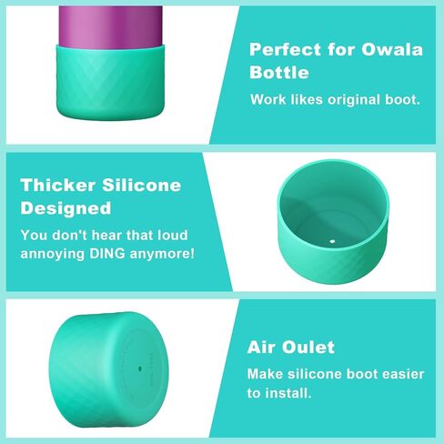 2PCS Silicone Water Bottle Boot for Owala 24oz, Protective Bottom Bumper Anti-Slip Sleeve for FreeSip, Twist, and Flip Stainless Steel Bottles, Dishwasher Safe and BPA Free(Dark Purple) in Saudi Arabia
