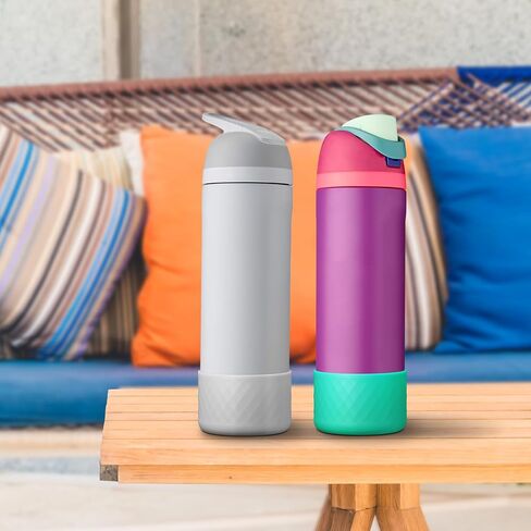 2PCS Silicone Water Bottle Boot for Owala 24oz, Protective Bottom Bumper Anti-Slip Sleeve for FreeSip, Twist, and Flip Stainless Steel Bottles, Dishwasher Safe and BPA Free(Dark Purple) in Saudi Arabia
