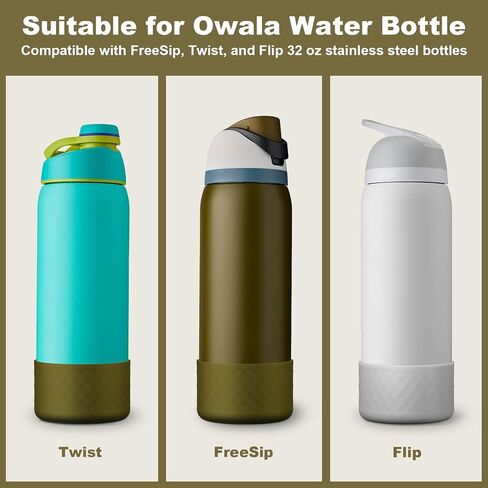 2PCS Silicone Water Bottle Boot for Owala 24oz, Protective Bottom Bumper Anti-Slip Sleeve for FreeSip, Twist, and Flip Stainless Steel Bottles, Dishwasher Safe and BPA Free(Dark Purple) in Saudi Arabia