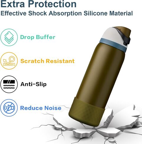 2PCS Silicone Water Bottle Boot for Owala 24oz, Protective Bottom Bumper Anti-Slip Sleeve for FreeSip, Twist, and Flip Stainless Steel Bottles, Dishwasher Safe and BPA Free(Dark Purple) in Saudi Arabia
