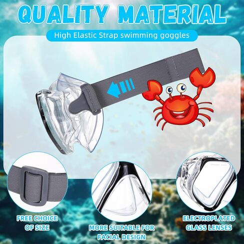 Fabbay Adults Youth Swimming Goggles with Nose Cover Fabric Stretchy Strap Diving Goggles Swim Waterproof Snorkel Mask Goggle in Saudi Arabia